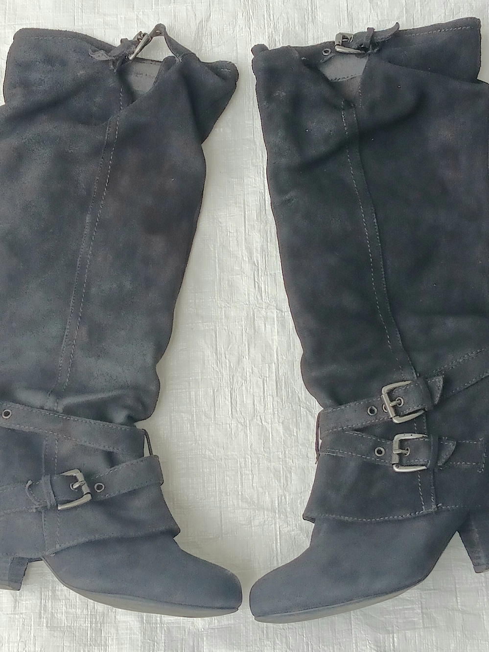 Saulty brand ,black suede knee-high buckle boots -for women